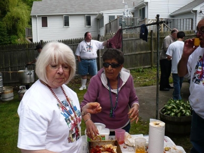 Anne and Rose enjoying the crawfish